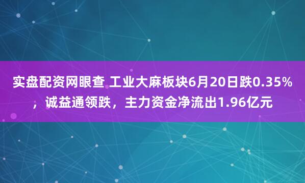 实盘配资网眼查 工业大麻板块6月20日跌0.35%，诚益通领跌，主力资金净流出1.96亿元